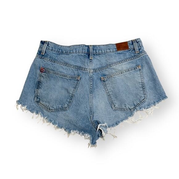 BDG Shorts Womens 30 Blue Denim Super High Rise Cheeky Frayed Urban Outfitters - Picture 4 of 9